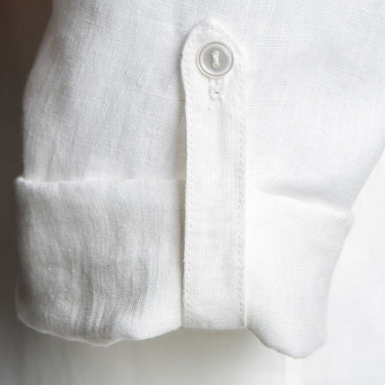 Men's 100% Linen Shirt Style - SEAN - White - Made in Ireland