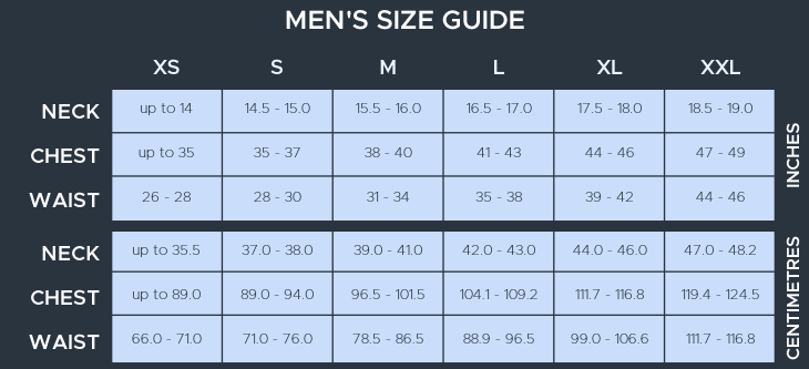 Men's Irish Linen Shirt's Size Guide