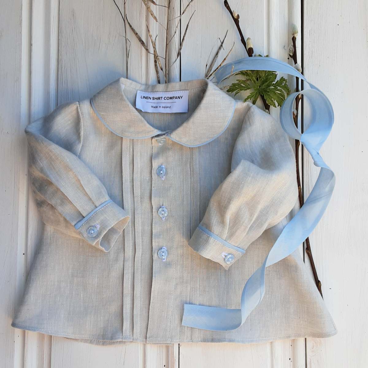 Junior Baby 100% Linen Shirt Style 701 Grey - Made in Ireland