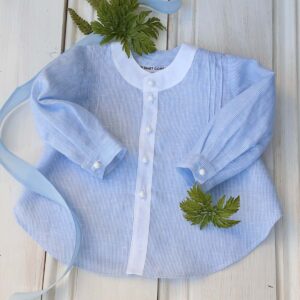 Irish Linen Shirts 704 Blue - Baby Junior Collection - Hand Made in Ireland
