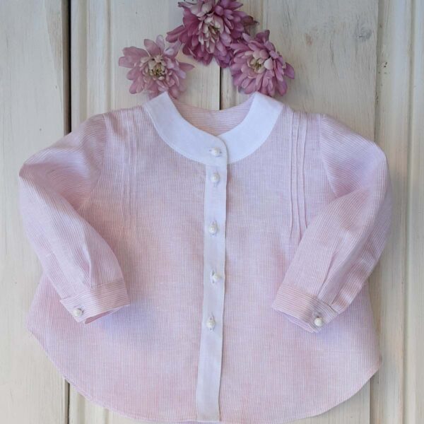 Irish Linen Shirts 704 Pink - Baby Junior Collection - Hand Made in Ireland
