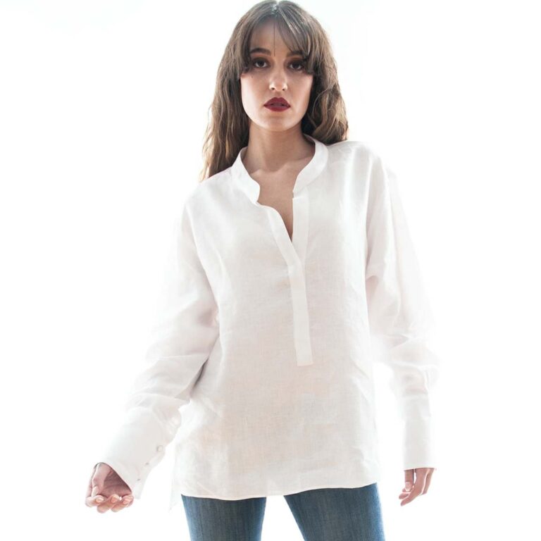 Women's 100% Linen Shirt - Roxanne - Lapis Blue- Made in Ireland
