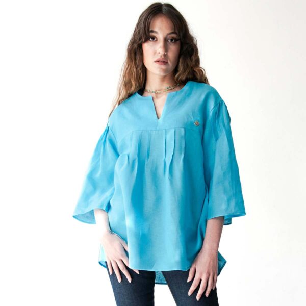 irish linen shirt joanie turquoise
