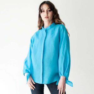irish linen shirt maeve turquoise