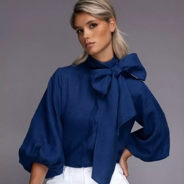 irish linen shirt roxanne lapis blue