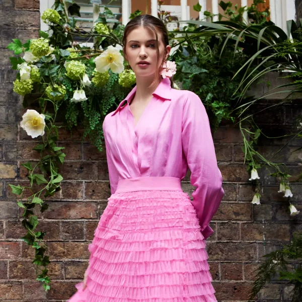 100% Irish Linen Women's Shirt - Fiona - New Pink