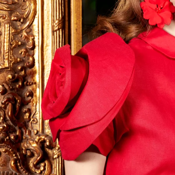 100% Irish Linen Women's Shirt - Rose Red